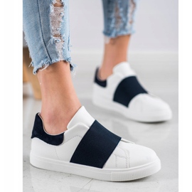 SHELOVET Slipper mit Gummizug weiß marineblau 1