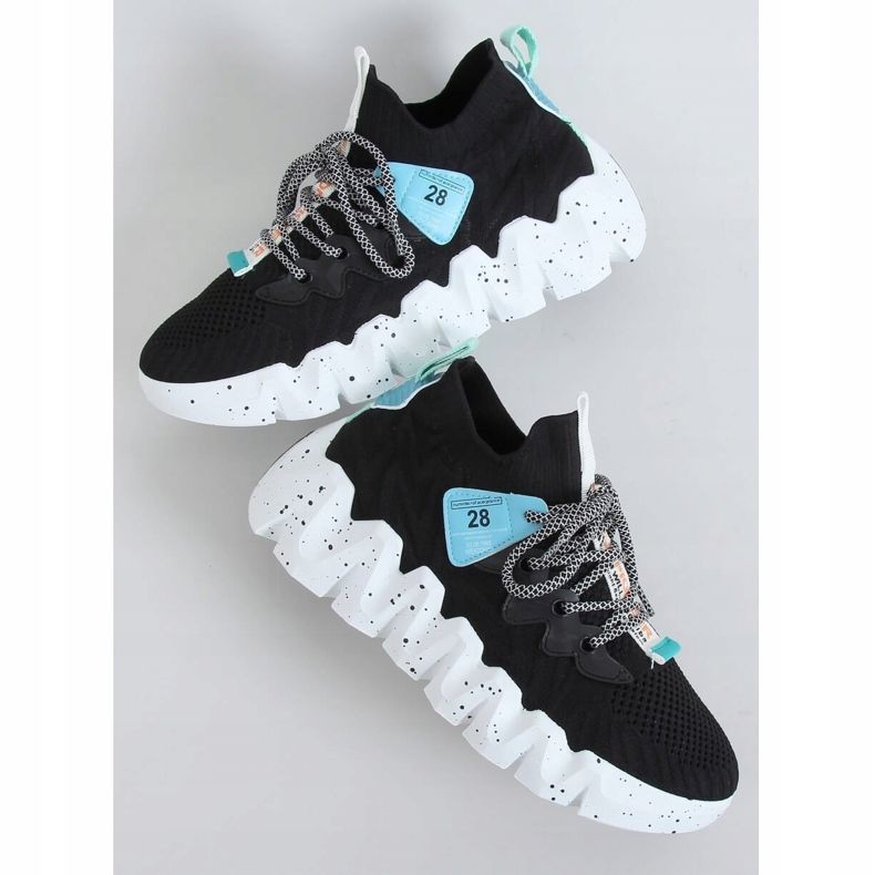 Schwarz NB387 Schwarze Sportschuhe mit hohen Sohlen 1