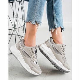 Ideal Shoes Stylische Sport-Sneaker beige grau 1