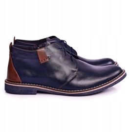 Gejms Ferens Warme Lederstiefel für Herren in Marineblau braun 1
