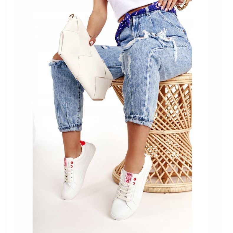 Damen Leder Sneakers Big Star BB274210 Weiß und Rot 1