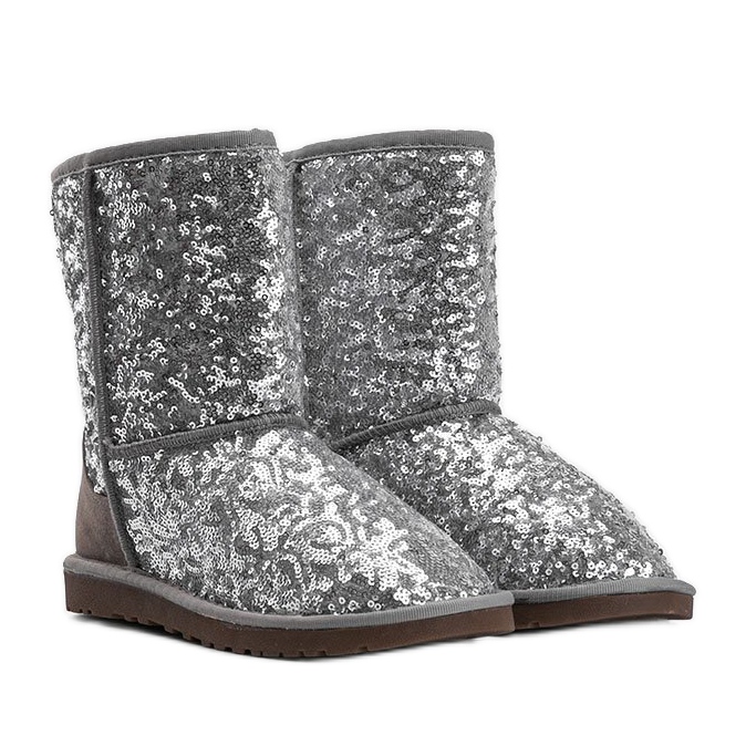 Silberne isolierte Stiefel, Emu-Typ 889 silber- grau 1