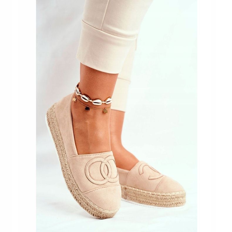PS1 Damen Espadrilles On A Straw Platform Beige Febi 2