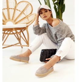 PS1 Damen Espadrilles On A Straw Platform Grau Febi 2