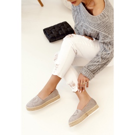 PS1 Damen Espadrilles On A Straw Platform Grau Febi 1