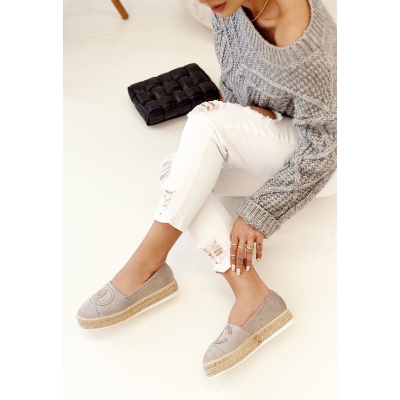 PS1 Damen Espadrilles On A Straw Platform Grau Febi 1