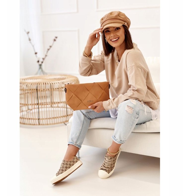 Damen Classic Logged Khaki Challenge Sneakers beige braun 2