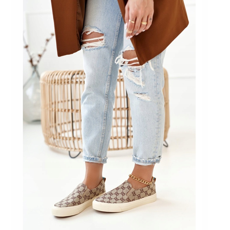 Damen Logged Sneakers Slip-On Khaki Challenge beige braun 1