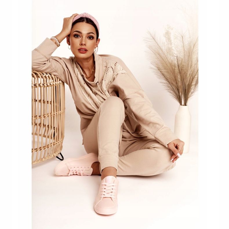 Damen Leder Sneakers Big Star HH274141 Hellrosa 2