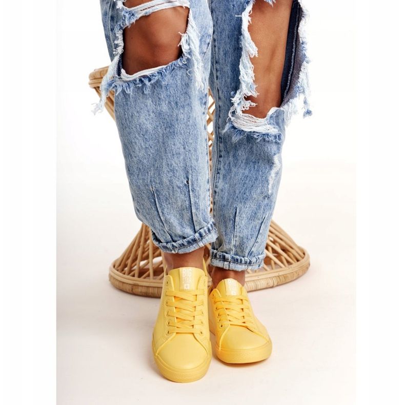 Damen Leder Sneakers Big Star HH274142 Gelb 1