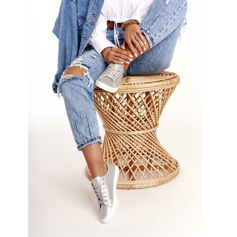 Damen Leder Sneakers Big Star HH274143 Silber silber- 1