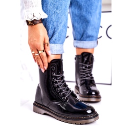 Warme Stiefel für Damen Lackierte Stiefel Black Thunder schwarz 1