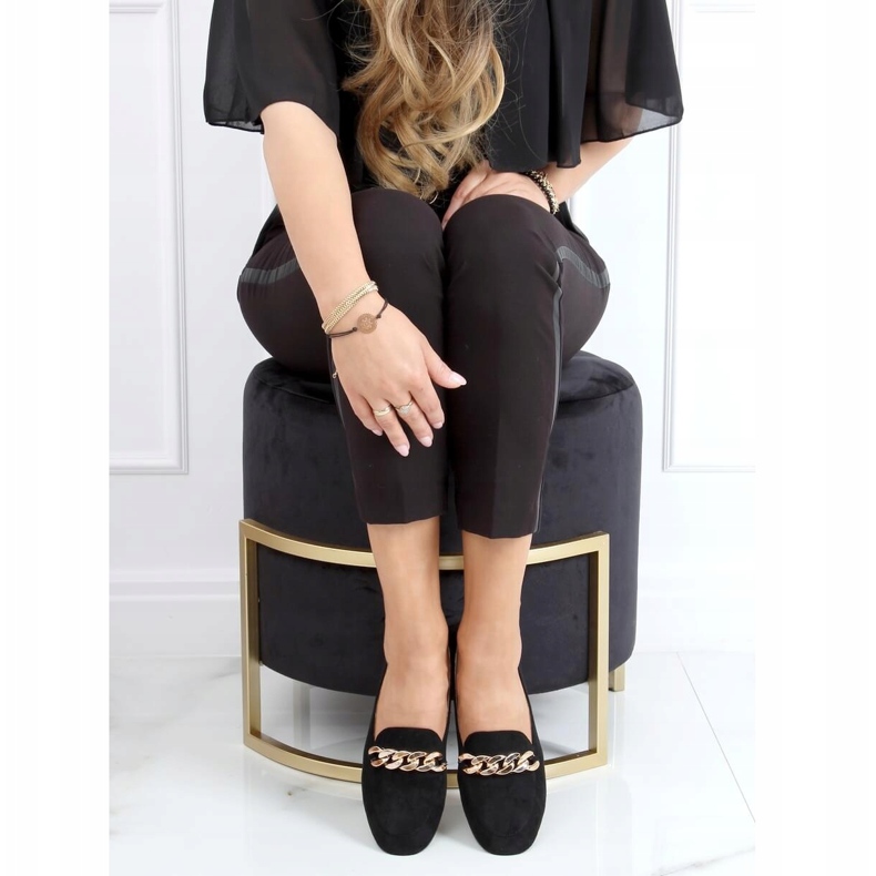 Schwarze Loafer mit Kette LL-237P Schwarz 1