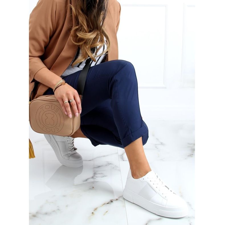 Weiße Turnschuhe auf hoher Sohle LA133P Weiß 2