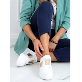 Sneakers mit hohen Sohlen weiß und gold LA133P Gold golden 2