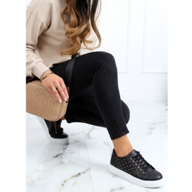 Schwarze Damen-Sneaker mit Nieten LA124P Schwarz 2