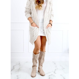 Durchbrochene Stiefel versteckter Keil beige ST-56P Beige 2