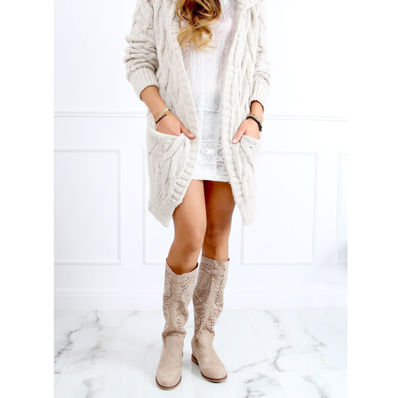 Durchbrochene Stiefel versteckter Keil beige ST-56P Beige 2