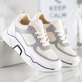 SHELOVET Bequeme Sportschuhe weiß braun 2