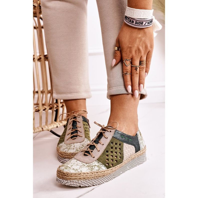 Damen Brogues Maciejka Leder Grün 03339-09 1