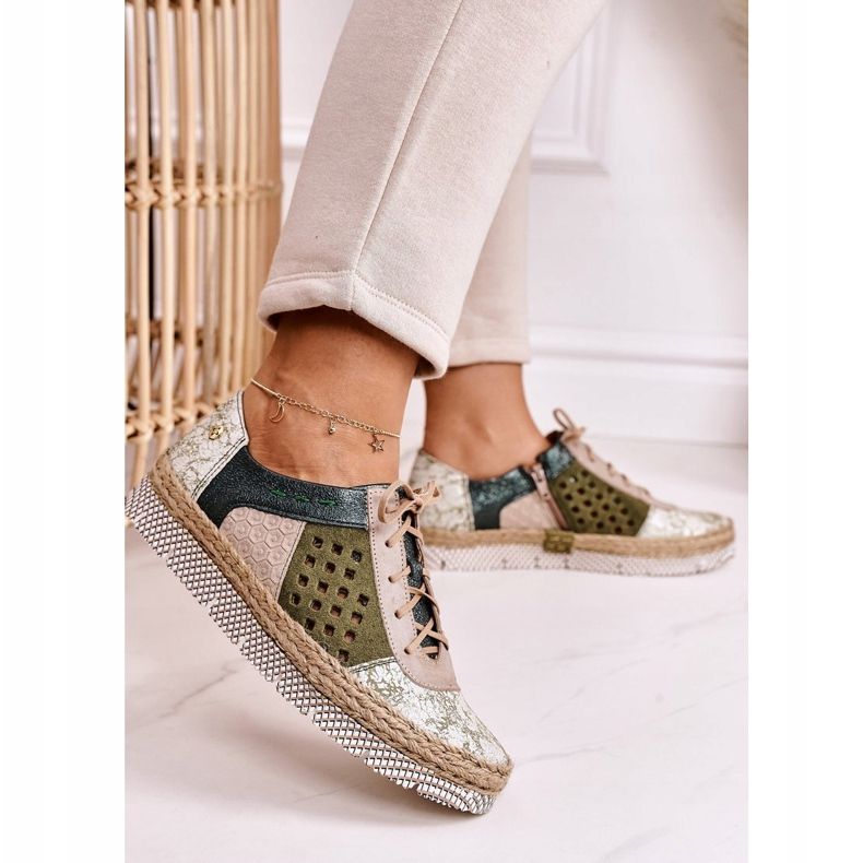 Damen Brogues Maciejka Leder Grün 03339-09 2