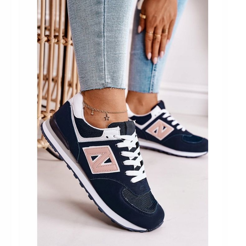 Damen Sportschuhe Sneakers Navy Last Minute weiß marineblau rosa 2