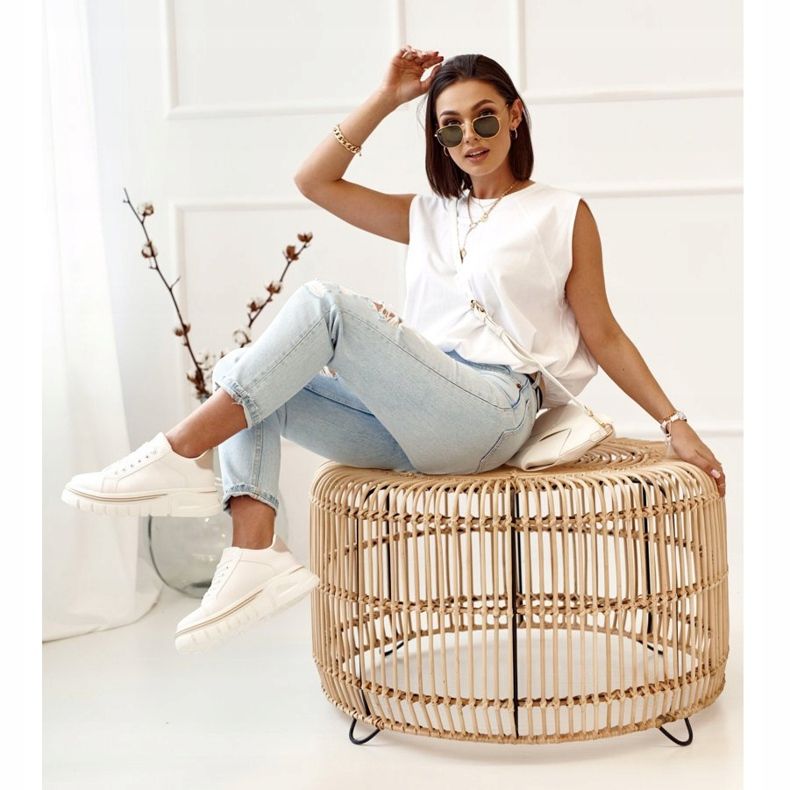 PS1 Sneakers für Damen auf der Plattform Weiß und Beige Riri 2