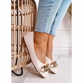 PS1 Elegante gesteppte Ballerinas mit beiger Coco-Kette 2