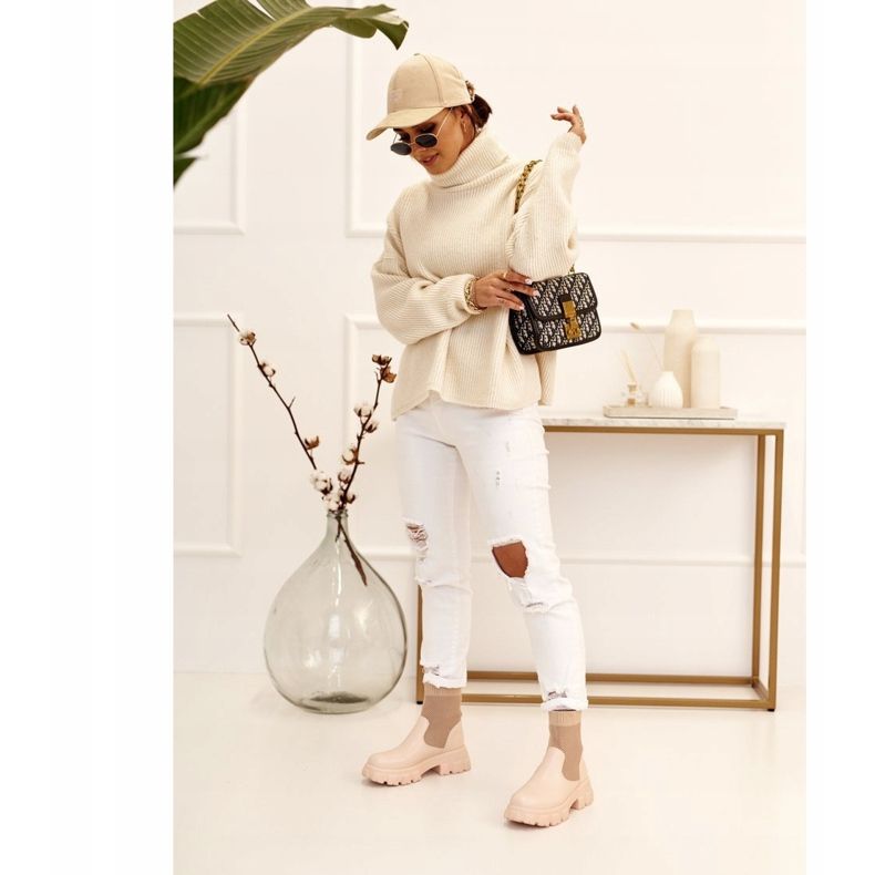 Damen Sockenstiefel Workers Beige Stormy braun 1