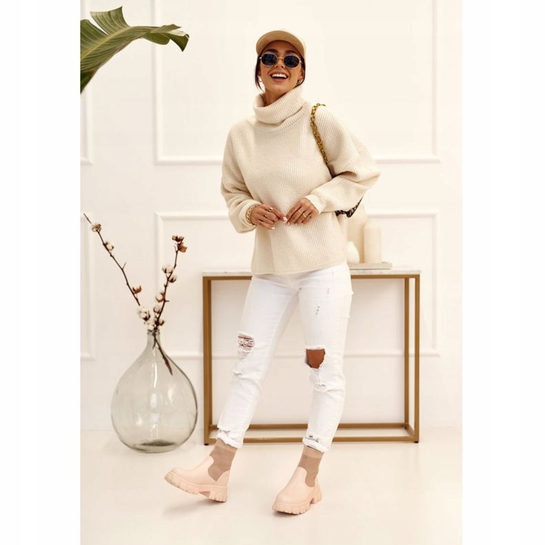 Damen Sockenstiefel Workers Beige Stormy braun 2