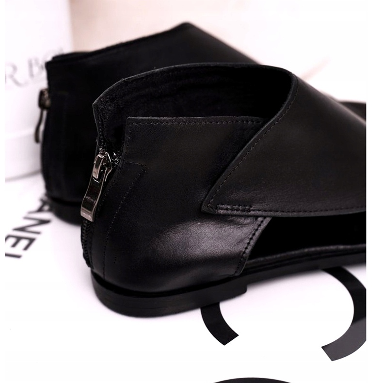 Nicole Flache Ledersandalen für Damen Schwarz Natalie 2