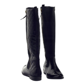 BM Schwarze Lack-Steppstiefel für Damen 1800 3