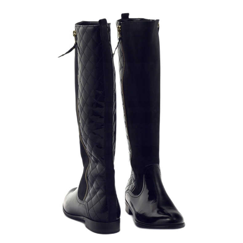 BM Schwarze Lack-Steppstiefel für Damen 1800 3