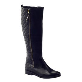 BM Schwarze Lack-Steppstiefel für Damen 1800 1