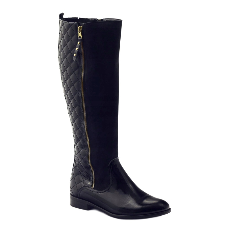 BM Schwarze Lack-Steppstiefel für Damen 1800 1