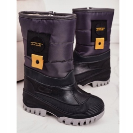 Apawwa Kinder-Schneestiefel mit Fell gewärmt Grau Rubbi lila mehrfarbig 2