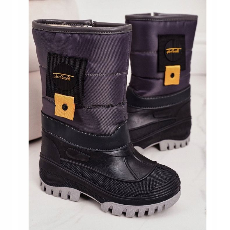 Apawwa Kinder-Schneestiefel mit Fell gewärmt Grau Rubbi lila mehrfarbig 2