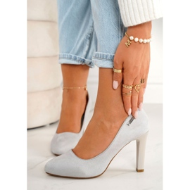 PJ1 Klassische Pumps auf einer Säule Wildleder Grau Eliana 1