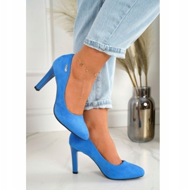 PJ1 Klassische Pumps mit Absatz Wildleder Blau Eliana 2