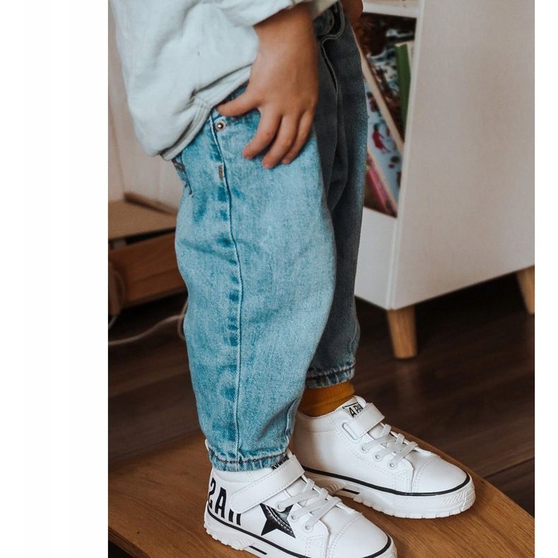 Apawwa Hohe Sneakers für Kinder mit Klettverschluss Weiß Sparky 1