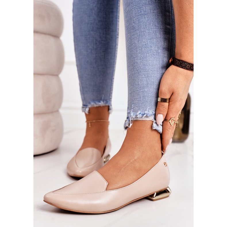 Damen Slipper mit goldenen Absätzen Laura Messi 2013 Beige 1