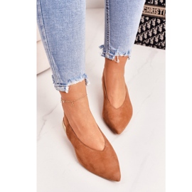 Wildleder Ballerinas auf goldenen Absätzen Laura Messi 2127 Camel braun 2