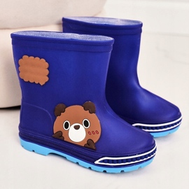 Kinder Regenstiefel mit Teddybär marineblau 2