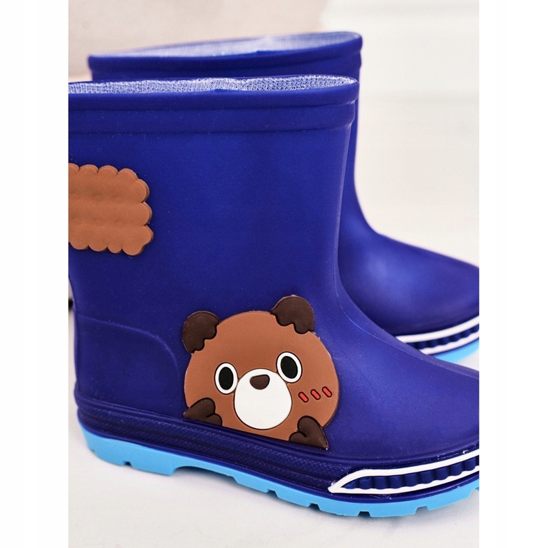 Kinder Regenstiefel mit Teddybär navy blau 1