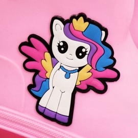 Rosa Galoschen für Kinder mit Pony 1