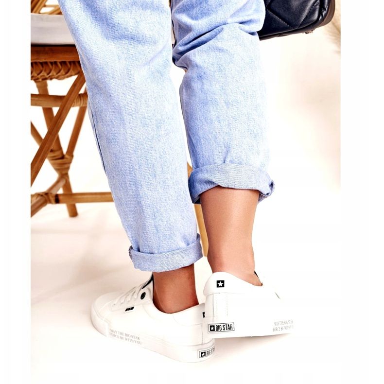 Damen-Leder-Sneaker mit der Aufschrift Big Star EE274316 White weiß schwarz 3