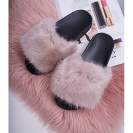 SEA Beige Hausschuhe für Damen mit Fell NiceFur grau 3