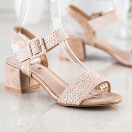 Kylie Geflochtene Sandalen mit hohem Absatz braun 1