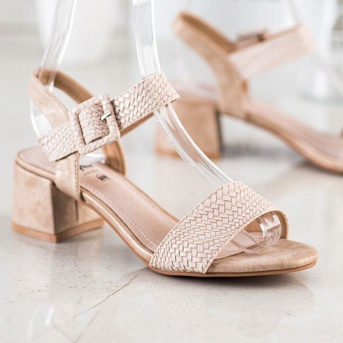 Kylie Geflochtene Sandalen mit hohem Absatz braun 1