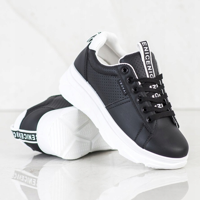 SHELOVET Turnschuhe auf der weißen schönen Plattform schwarz 1